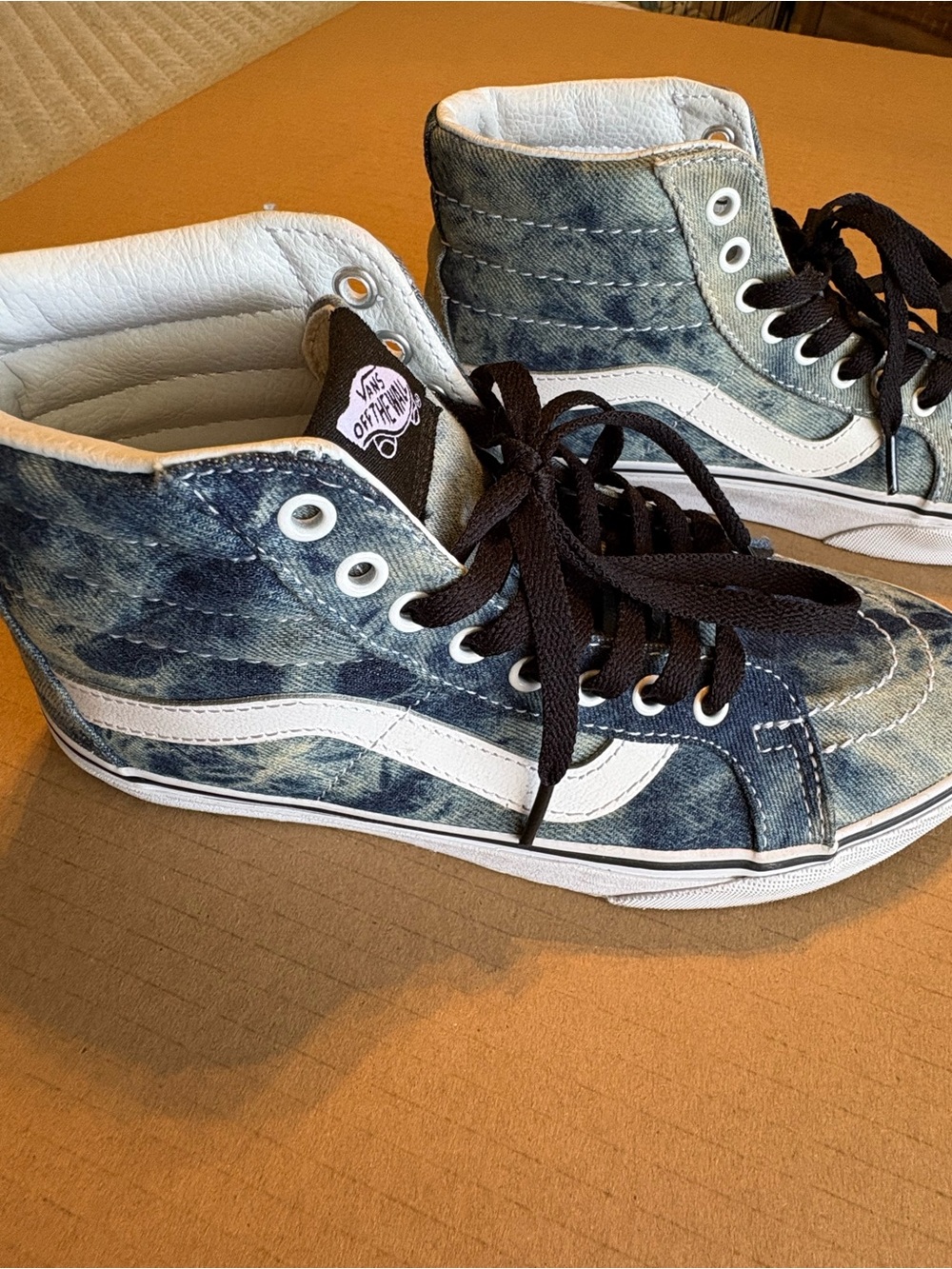 Vans High Top Denim Sneakers - Blue, White & Black